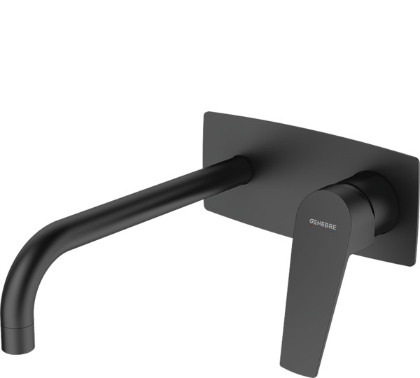 Monomando de lavabo empotrado caño 22 cm Negro Kloe